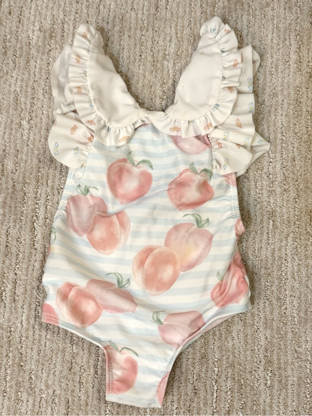Sal & Pimenta Peach Print Ruffle One-Piece Swimsuit - 6 Months